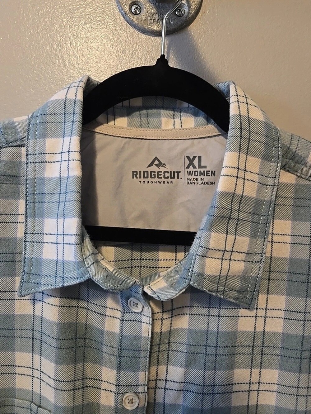 Ridgecut Toughwear Women's Button Up Flannel Shirt Green Plaid W/Pockets  XL - Picture 4 of 7